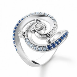 THOMAS SABO prsteň Wave with blue stones TR2381-644-1