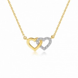 SOFIA DIAMONDS zlatý náhrdelník spojené srdcia s diamantom 0,05 ct...
