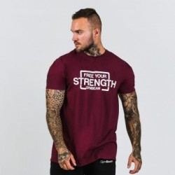 GymBeam Pánske tričko Free Your Strength Maroon White  MM