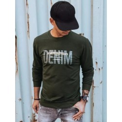 Khaki mikina bez kapucne s potlačou Denim