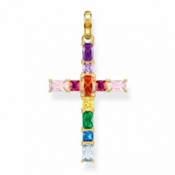 THOMAS SABO prívesok Cross colourful stones pavé gold PE939-996-7