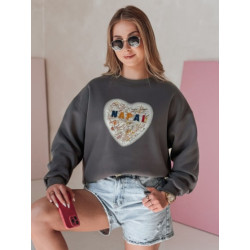 Dámska oversize mikina so srdcom SERDUCHOVA grafitová