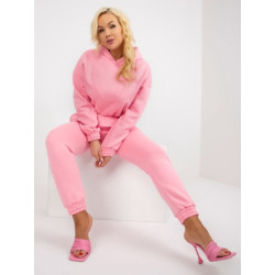 Dámska súprava plus size basic s nohavicami UWA ružová