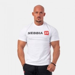 NEBBIA Pánske tričko Red “N“ biele  M